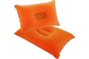 SUTAFOR Lot de 2 Coussins Gonflable de Camping Ultralégers Oreillers de Voyages, Randonnée Coussin de Plage 42x29 cm, Orange