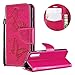 Produktbild Wallet Brieftasche für Samsung Galaxy A70,Gurt Leder Handyhülle für Samsung Galaxy A70,Moiky Ziemlich Jahrgang Heiß Rosa Schmetterling Geprägt Klappbar Stoßdämpfende Stand Handytasche