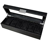 CAIBANA Uhrenbox – kostenlose & edle Geschenkbox – Luxury Carbon Optik Design Uhrenkasten für 6 Uhren aus hochwertigstem Material – Uhrenbox herren Uhren Aufbewahrungsbox - 7