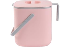 BLUE GINKGO Bac à Compost de Cuisine - Bac de Déchets Alimentaires Facile à Nettoyer avec Poignées | Bac à Compost de Cuisine pour Plan de Travail | Fabriqué en Corée (2,6 L) - Rose
