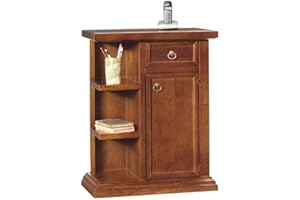 Vicentini arreda MOBILE PORTA TELEFONO ENTRATINA IN LEGNO NOCE SCURO ARTE POVERA