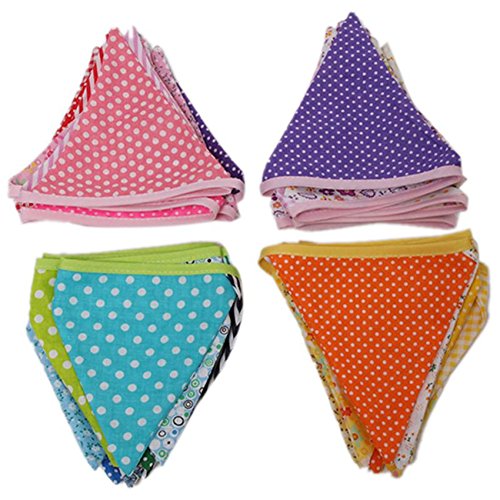 HENGSONG 12 Schöne Wimpel Girlande Süße Bunting Wimpelkette Flagge Banner für Weihnachts Hochzeit Geburtstag Party Dekor - 3