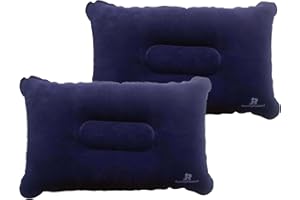 JR QualityProduct 2 Pack Inflatable Camping Pillows – Lightweight Travel Cushions for Fishing, Beach, Inflatable Blow up Pillows for Camping Holidays, Fishing and Travel Comfort. (Blue)