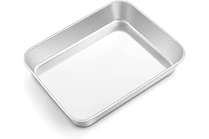 Onader Backblech, 23,8x18x5cm, Edelstahl Kleine Rechteckig Auflaufform Ofenblech Kuchenblech, Tiefes Fettpfanne Backofen Ofenform für Lasagne, Ungiftig & Gesund, Leicht Zu Reinigen & Spülmaschinenfest