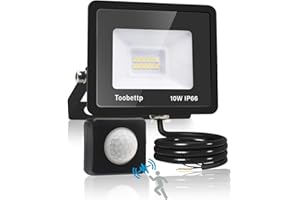 TOOBETTP 10W LED Strahler mit Bewegungsmelder Außen, Superhell 6500K 1000LM Kaltweiß LED Fluter Leuchte mit Bewegungssensor, IP66 Wasserdicht Außenstrahler Fluter Flutlicht für Garten, Innenhöfe, Garage, Hotel