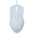 LexonElec AJ52 Wired RGB Gaming Mouse, PC Gaming Mouse with 7 Adjustable DPI Levels 7 Buttons, USB Optical LED Backlit Rainbow Mouse for PC XBOX Mac OS Linux - Star White