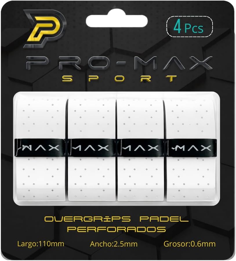 Overgrips Padel Extra Adherente Perforados Blanco Packs 4/6/10/25/50 Alta Absorción Sudor Cinta Agarre Antideslizante Grip Pro Sobregrip Raqueta Durabilidad Accesorios Padel