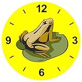 'Cristal Reloj 'Rana en el mar hojas Estanque de ranas Quark de reloj de pared estante de...