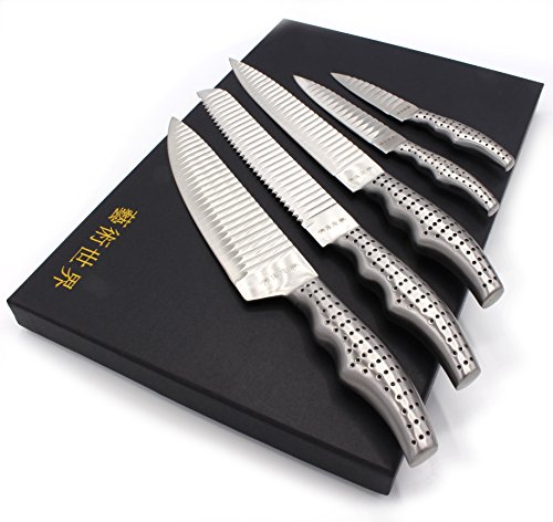 1aTTack.de Messer Messerset 5-teilig mit Spezialklingen Hygienisch und Scharf Edelstahl - 2