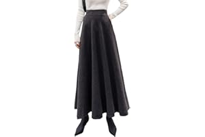 ARTYKEY Jupe Longue Femme Hiver Vintage Élégant Taille Haute Carreaux Taille élastique Maxi Jupe Laine Chaud A-Line Plissée Jupe Casual Party S-3XL