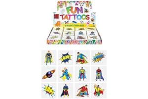 The Home Fusion Company Children's Temporary Super Hero Tattoos - Party Bag Filler Pinata Favours