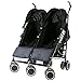 Zeta Citi TWIN Stroller Buggy Pushchair - Black Double Stroller Complete With FootMuffs