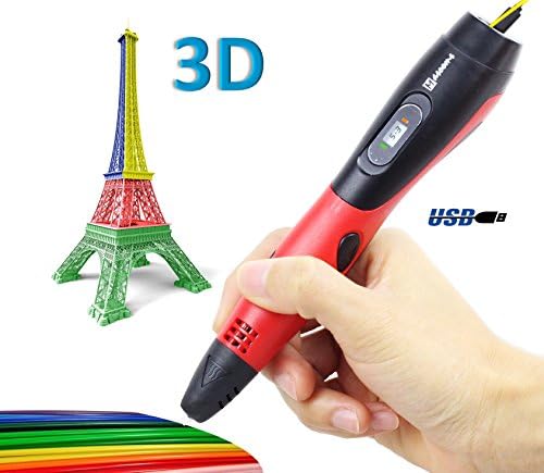3D Pen, 3D Printing Pen by Masooms (IDEAL MOTHER'S DAY GIFT) Doodler Gift for Kids Adults Cool DIY Doodle Art and Craft Drawing Kit FREE Stand + 3 PLA Filaments (1.75MM) + 2 Fingertip Safety Covers + 30pdf Stencils