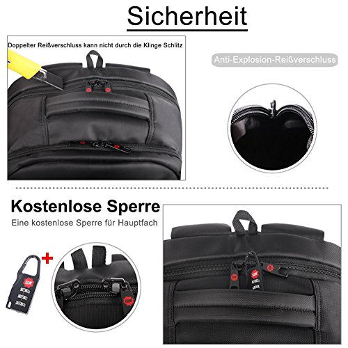 Norsens Anti-Diebstahl 18 4in Notebook Rucksack Schwarz Business Computer Rucksack Damen Fits up to 17 3in Laptop Rucksack
