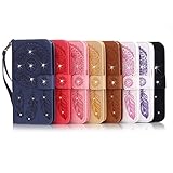 Iphone 6 6S Hülle Cover Case Leder Muster Flip Etui Case Echt,Nnopbeclik® PU Leather Luxus bling bling Blume Case Handytasche Kristall Glitzer Diamant Strass Schutz Etui Schale multi Farbe Muster Design Backcover Wallet Brieftasche im Bookstyle mit Standfunktion Karteneinschub und Magnetverschluß Pour Iphone 6 6S 4.7 Zoll[Weiß-Lila] - 9