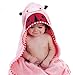 Bigood Baby Cartoon Cotton Animal Hooded Bathrobe Cloak Towel Pink