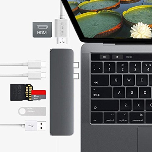 SAVFY USB C Hub HDMI f  r MacBook Pro 2017   2016  13  und 15   Ultra Slim Extra Leicht Type C Hub Adapter Thunderbolt 3 Dock Aluminium Plug Play  USB