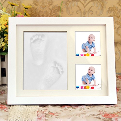 babalino EasyRemember – der personalisierter Baby-Bilderrahmen, DIY Gipsabdruck-Set für Hände und Füße als Foto-Collage, Geschenk zur Taufe und erste Erinnerung zur Geburt, weiß - 5