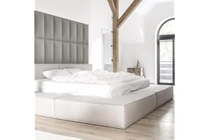 TRANS - PAL Upholstered Velvet Accent Wall Panels, Pack of 1/2/4, 60 x 30 cm, Easy Install, Wall-Mounted Headboards, Anti-Collision Padding for Kids' Rooms (8, grey)