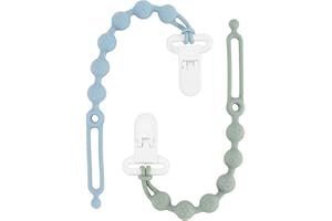 REOEWE Schnullerkette, Schnullerkette Silikon, Einteiliges Design Schnullerband für Babys MäDchen und Junge, BPA-frei, 2er-Pack (Sage+Ether)