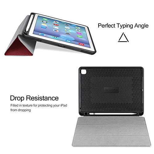 iVAPO iPad Pro 9.7 Hülle Pencil Halter Premium PU Leder Folio Case mit Auto-Schlafen/ Wecken und Stander Funktion Schutzhülle für iPad Pro 9.7 inch Smart Hülle (Rot) - 4