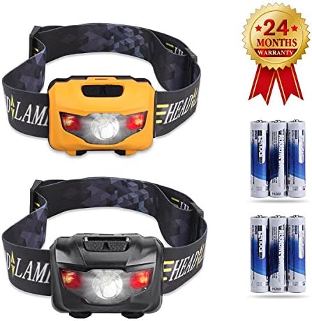 STCT CREE LED Headlamps 2-Packs, Red Lights and High elastic Headband, Suitable for Running, Camping, Backpacking, Jogging, Fishing, Hunting, Climbing, Walking and DIY Work (6 AAA Batteries Included)