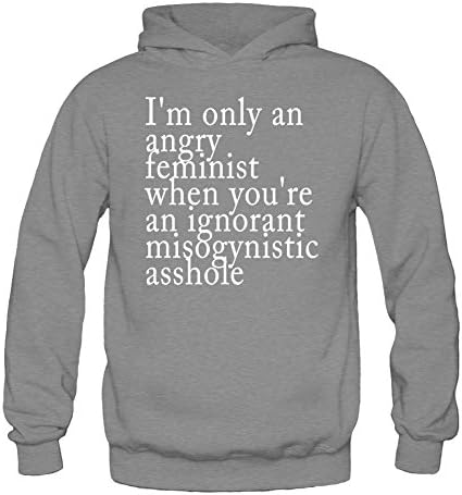 Xerinin Women's Fire-Dog Angry Feminist Crewneck Hoodie -  Grey - 