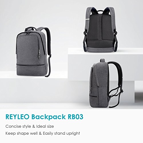 REYLEO Business Rucksack Herren Wasserdichte 14.1 Zoll Laptop Tasche Backpack Für Arbeit Und Stadt Grau - 8