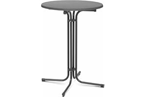 Royal Catering Folding Bar Table High Top Round Table Tall Standing Bistro Event Ø 80 cm Grey RC-BIS80FG (Tabletop Plastic-coated Flakeboard, Legs Powder-coated Steel)