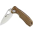 HONEY BADGER Leaf Camping Knife with Left/Right Hand Pocket Clip, Large, Tan