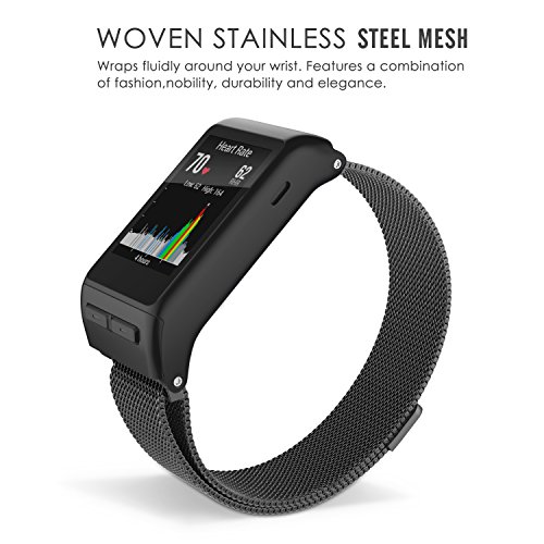 MoKo Garmin Vivoactive HR Correa - Reemplazo SmartWatch Band de Reloj
de Acero Inoxidable Milanese Bucle Magn tico Hebilla de Cierre Pulsera
para Garmin Vivoactive HR Sports GPS SmartWatch Negro