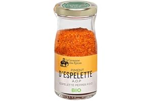ALBERT MÉNÈS LA CARAVANES DES EPICES BIO - Piment d'Espelette A.O.P - 40 Grammes - 100% naturel, sans colorant ni conservateur - Flacon en verre - Gourmand