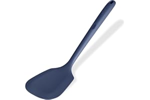‎U-TASTE U-Taste Bardzo długa szpatułka z litego silikonu: 315 ℃ Odporna na ciepło szpatułka kuchenna, bezszwowe, nieprzywierające gumowe naczynie kuchenne do smażenia, naleśników, ryb (Błękit Północy)