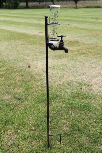 Regenmesser mit dekorativer Wasserhahn-Halterung und Regenauffangglas - 2