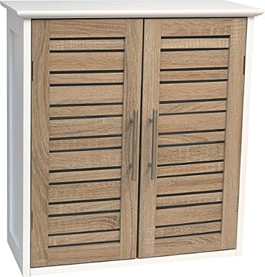 Tendance – Stockholm double porte Armoire murale en MDF, bois, Blanc/chêne