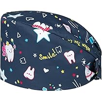 Cappello Da Infermiera In Cotone Con Motivo Floreale - Regolabile, 28x14 Cm - Per Sala Operatoria, Medici, Estetiste - 2