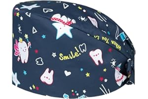 THXFUNAREA OP Hauben Stoff Krankenschwester, OP hauben Damen/Herren, Schrubben Kappe Bedruckte Füllig Turban Hut Verstellbare Füllig Haarabdeckung Unisex Doktor Kappe mit Schweißband,für Zahnärzten