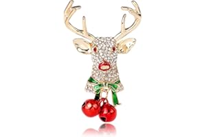 IMINI Simpatico Cervo Natalizio Spilla da Bavero con Strass CZ Alce Animale Jingle Bell Pins Clip Colletto Maglione Sciarpe Cappello Spille Decorazione Festiva Gioielli Regali per Donne Ragazze