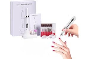 GUDEMOORE Ponceuse pour Ongles, 12 en 1 Lime a Ongle Électrique avec LED écran Numérique, 3 Vitesses Réglables Ponceuse pour Ongles sans fil Professionnel, pour Ongles en Acrylique et Gel(Blanc)