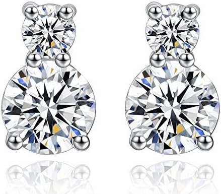 Joyfulshine Cubic Zirconia Earrings,925 Sterling Silver Women Cucurbit Shaped Shinny Crystal Stud Earrings