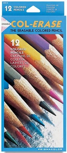 Col-Erase Colored Woodcase Pencils w/ Eraser, 12 Assorted Colors/Set by Col-Erase