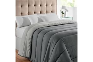 Rufino Díaz Edredón Nórdico Relleno Fibra Bicolor (Gris Oscuro/Gris Plata - 135cm) - Otoño/Invierno - Suave y cálido para tu Descanso