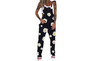 shownicer Latzhose Damen Baggy Latzhose Jumpsuit Casual Skull Print Retro Overalls Lose Hose Loose Fit Overall Rompers