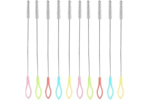 AEUEZXX Strohhalm Reinigungsbürsten, Cepillos de Paja, 10 Piezas Cepillos de Limpieza de Paja, Cepillos de Paja de Acero Inoxidable, Cepillo para Tubos de Ensayo