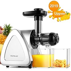 Extracteur de jus Homever, extracteur à jus de fruits et légumes avec moteur silencieux et fonction inverse, adapté à tous les Fruits et Légumes, sans BPA, équipée de gobelets et brosse à jus, argenté