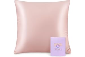 OLESILK Taie d'oreiller en Soie Naturelle de mûrier 16 Mommes: Prend Soin de Votre Peau et Moins de Perte de Cheveux - Rose de pêche, 65x65cm