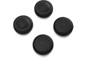 PlayVital Agarres para el Pulgar para Steam Deck LCD Silicona Tapas de Joystick para PS Portal Caps Thumb Grip Cubierta Antideslizante para Joystick para Steam Deck OLED(Samurái&Guardián-Negro)