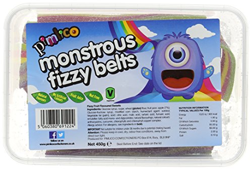 Pimlico Monstrous Fizzy Belts 450 g (Pack of 12)