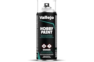 Vallejo Peinture en Spray Gris 400 Ml - Imprimante pour Modélisme et Maquettes - Fini Mat Autonivelant - Capa Base Aerosol avec 2 Diffuseurs