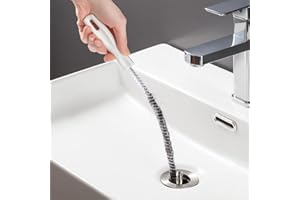 MVPACKEEY 60CM Sink Cleaning Pipe Brush,Flexible Drain Unblocker Tube Brush Household Sewer Dredging Tool Waterpipe Overflow Cleaner Hair Catcher Pipe Cleaning Brush for Bathroom Kitchen Drain(White)